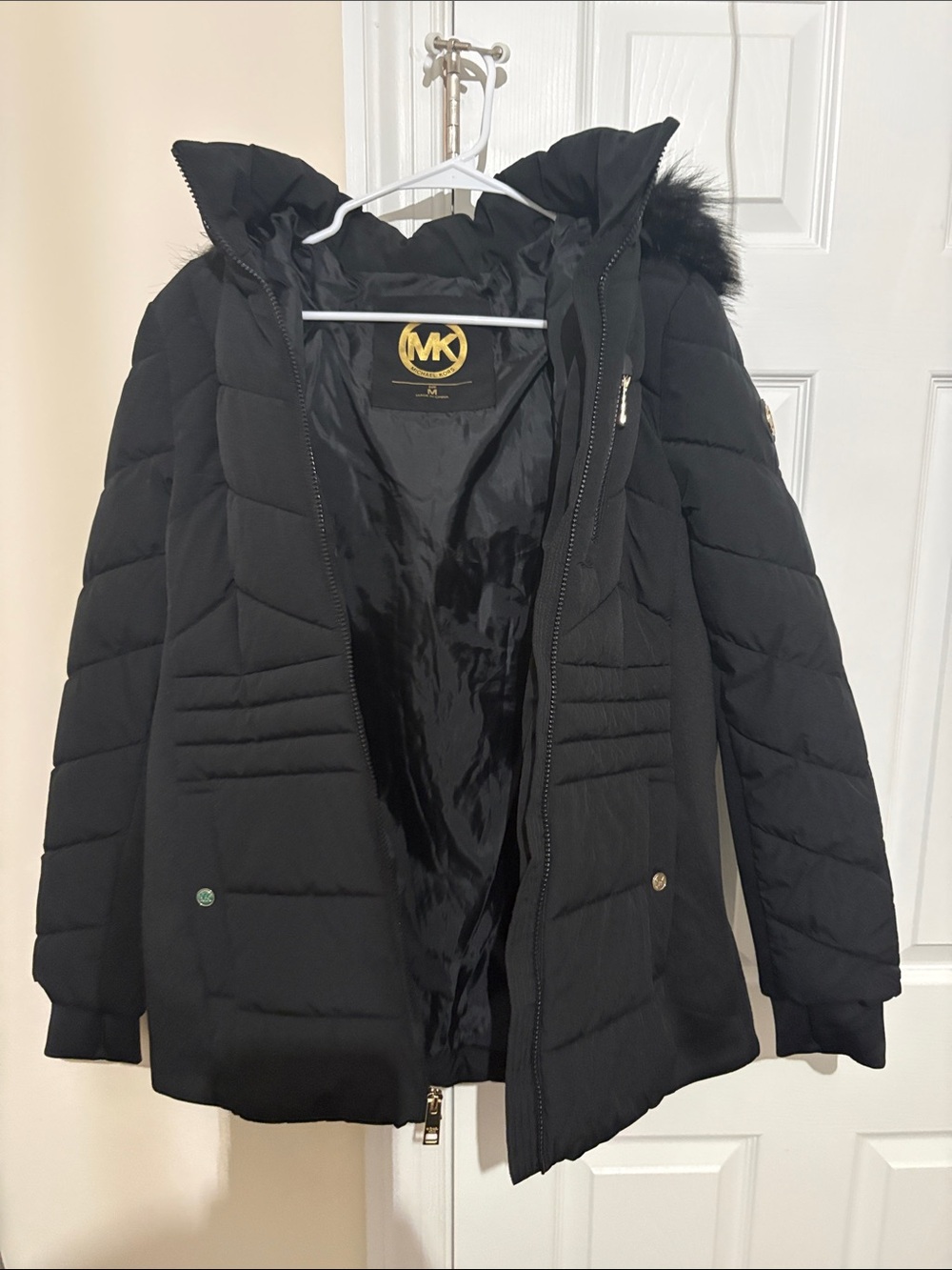 Michael Kors Black Puffer Jacket with Faux-Fur Trim (Excellent Shape barely worn